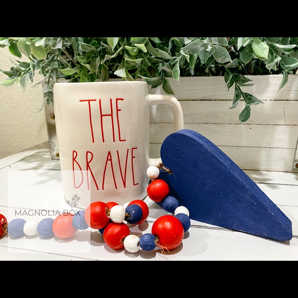 Rae Dunn “The Brave” Mug W/ Flag